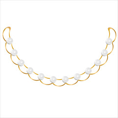Obraz premium golden chain necklace with pearl jewelry art drawn