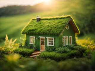 Fototapeta na wymiar miniature green eco house