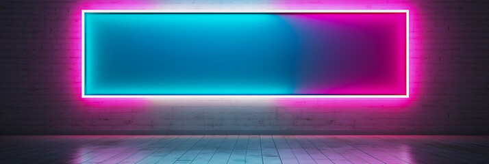 Vaporwave Visions: Neon Mockup Frame in Retro Futuristic Colors, Generative AI