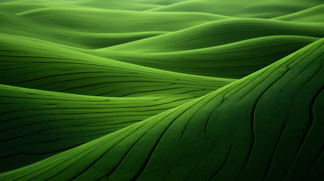 Field with abstract  green lines as wallpaper background illustration. Ai generative.