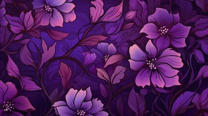 Background of illustrated purple Flowers. Creative Wallpaper 
