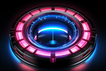 Hitech bottun in technology concept.