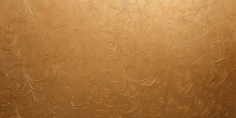 Background texture of golden wallpaper with scrollwork, Generative AI