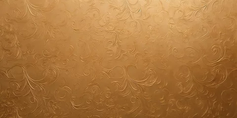 Deurstickers Background texture of golden wallpaper with scrollwork, Generative AI © Digi ART
