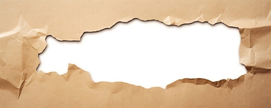 Torn and holed kraft paper background texture, Generative AI