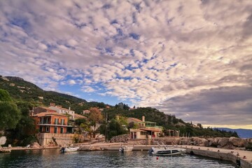 Fototapeta premium coastal village and port of Corfu