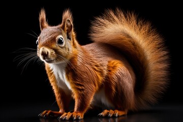Beautiful squirrel on a dark background. Cute animal