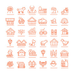 Farmer icons set. Outline set of farmer vector icons for web design isolated on white background. Outline symbol collection. Editable vector stroke. 64x64 Pixel Perfect.
