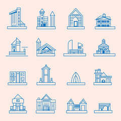 Architecture Line Vector icons set. Construction and architecture thin line icon set. Outline symbol collection. Editable vector stroke. 256x256 Pixel Perfect scalable to 128px, 64px...