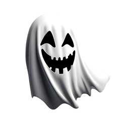Naklejka premium A cute ghost floating in the air icon on a white background. AI-Generated.