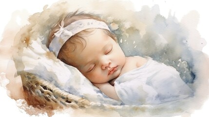 A newborn watercolor classic illustration