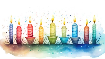 Hanukkah greeting card, classic watercolor illustration 