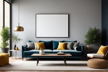 modern living room with sofa blank frame