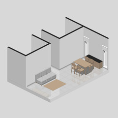 Living Room 3D Isometric Vector Illustration 02