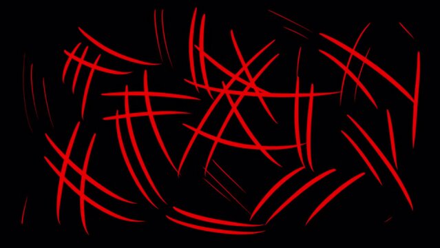 Animation of red scratches on a black screen. Damage effect in 4K with alpha channel. Wounds for the Halloween video. Beast scratch concept.