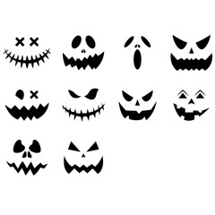 Set Of Halloween Pumpkin Face, Halloween Pumpkin Ghost Face Svg, Halloween scary pumpkins Ghost Face, Happy Halloween, Pumpkin Ghost Face Clipart