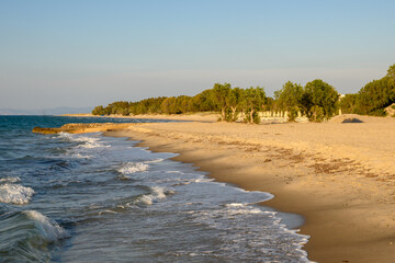 Long and sandy beach in Marmari on the island of Kos. Greece