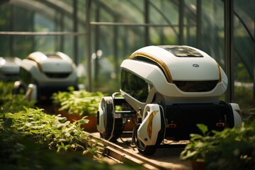 Agriculture robotic and autonomous car working in greenhouse smart farm