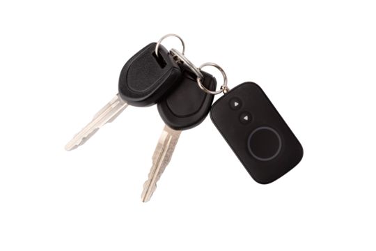 car alarm remote control and car keys isolated
