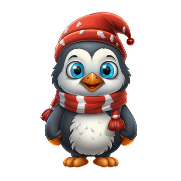Cute Penguin With Christmas Clipart Illustration