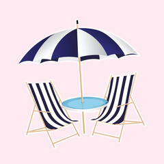 Beach parasol and chair vector