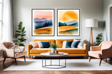 Living Room with Modern Art Frame