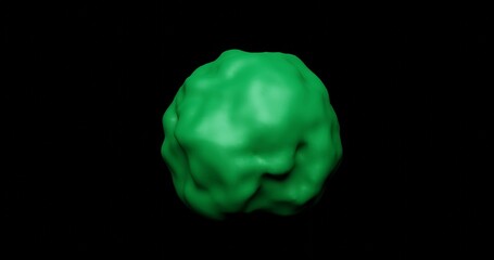 green parasite 3d rendered, microbe on black background 3d illustration