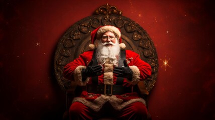 Obraz premium Santa Claus as a Regal King sitting king chair Xmas 