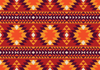 abstract ethnic seamless pattern, geometric shape background, red, yellow and orange colors, design templates for wallpaper, clothing, carpet, wrapping, textile, fabric
