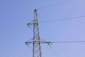 Electric metal pole with wires background