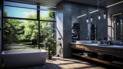 a modern bathroom in a descent house