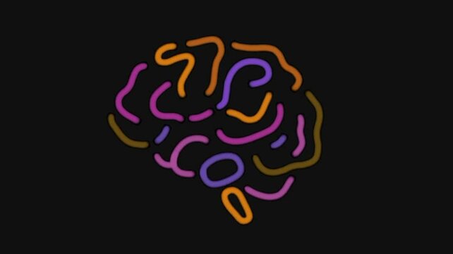 human brain medical icon isolated on black background,with colorful concept