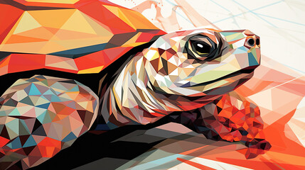lovely cute turtle artwork in  a modern abstract banner design, ai generated image