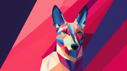 a feminine inspired pink artwork of a brave dog, banner design, ai generated image