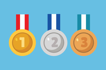 Gold, Silver, Bronze medals set Vector