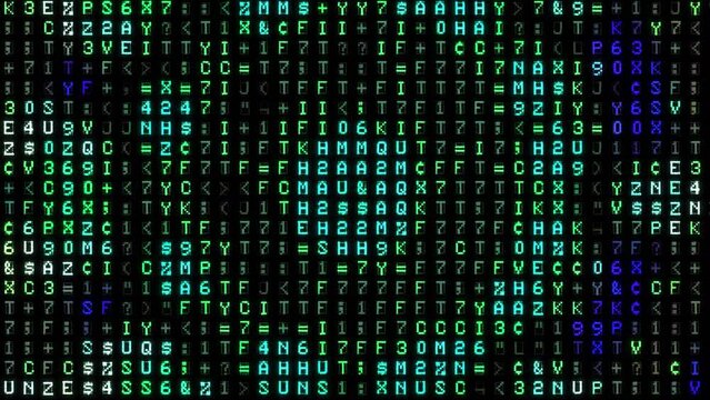 Computer Data Code Alphabet Flow Kaleidoscope, Animation, 16 Second Long.