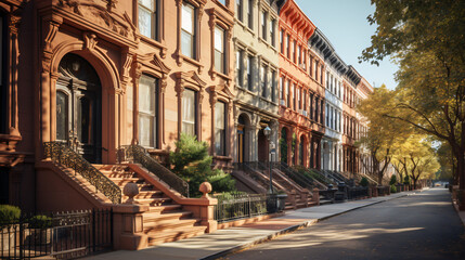A row of brownstone building