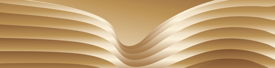 Wavy golden parallel gradient lines, ribbons, silk. Golden with shades of yellow background, banner, poster. eps vector