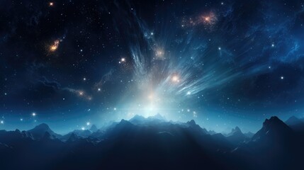 Celestial Galaxy Illustration - Breathtaking View of Distant Nebulas, Sparkling Stars, and Radiant Supernova. Evokes Awe and Wonder - generative AI - obrazy, fototapety, plakaty