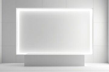 Beautiful Light Background Mockup For Presentation With Decorative White Panels And Hidden Lighting Mockup. Сoncept Mockup, Light Background, Presentation, Decorative Panels