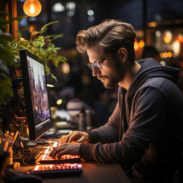 Web sites developer, programmer, designer in action 