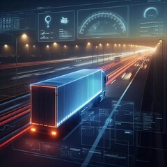 Transport Logistics Technology - trucking, road freight, delivery
 - obrazy, fototapety, plakaty