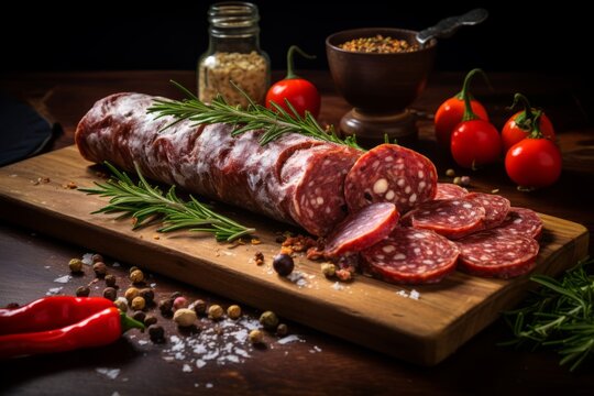 Tantalizing Dutch Delicacy: A Tempting Culinary Capture of Ossenworst, the Finest Raw Beef Sausage, Showcasing Savory Delights in Amsterdam's Gourmet Cuisine'