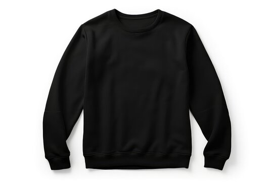 Black Sweater Template On White Background Mockup. Сoncept Black Sweater, White Background, Mockup, Clothing Template
