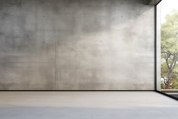 Blank Wall In Bright Concrete Office With Large Windows, Mockup In Rendering Mockup . Сoncept Office Design, Interior Design, Concrete Walls, Large Windows