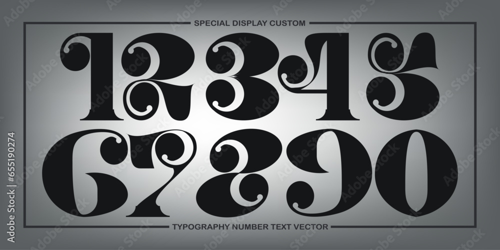 Poster assorted digital custom vector numbers. minimum. color gradation. dark. banner network. 3d effect. d