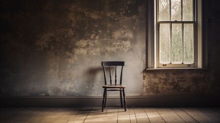 Empty Dark Room and an old Chair