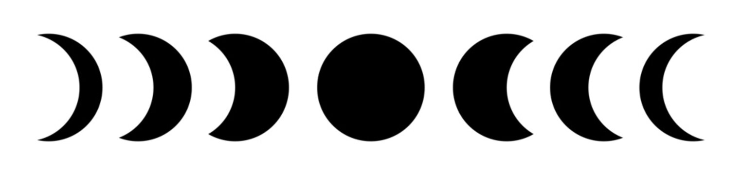 Black silhouette moon phases lunar eclipse illustration decoration