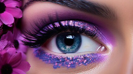 Beautiful Eye Makeup with Aster Flower