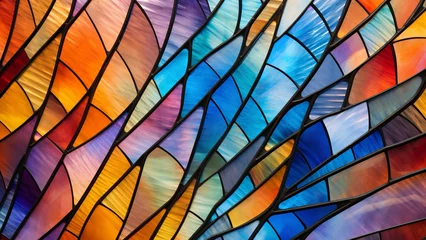 Poster de jardin Coloré Jewel-like stained glass with gradient patterns